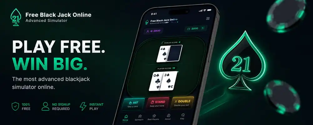 Desktop view of the free blackjack online game